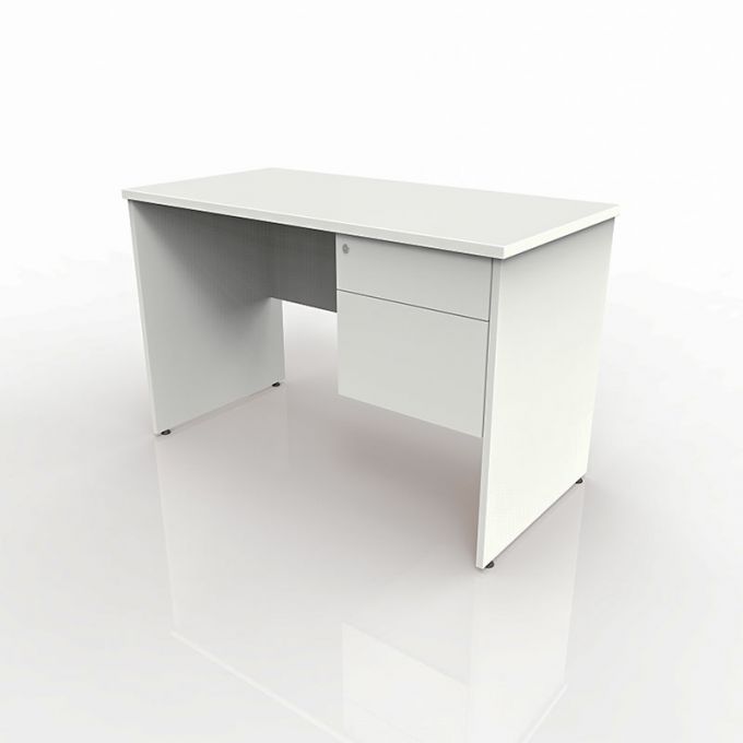 Officeintrend โต๊ะทำงานขาไม้ 2 ลิ้นชัก สีขาว woodentable120 x60 
