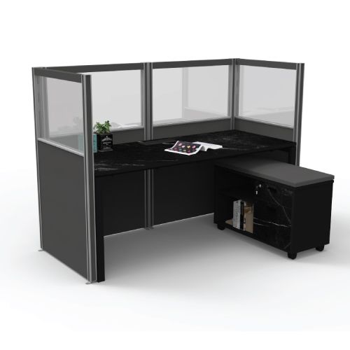 Officeintrend โต๊ะทำงานขาเหล็กสีดำ รุ่น New Viro 1 ที่นั่ง พร้อมตู้ข้างใต้โต๊ะมีล้อ