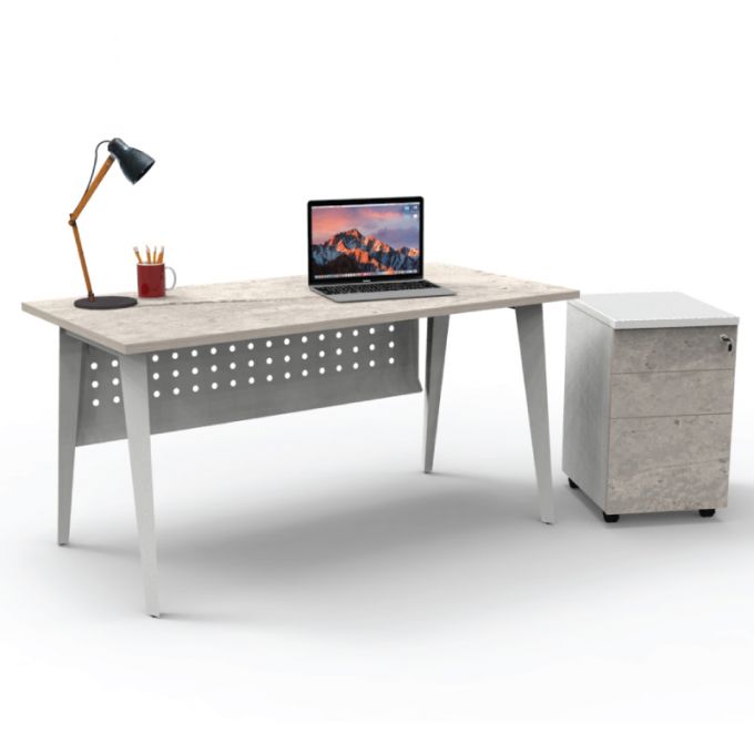 Officeintrend โต๊ะทำงานขาเหล็ก รุ่น Nova สีขาว 1ที่นั่ง+ตู้เลื่อน3ชั้น