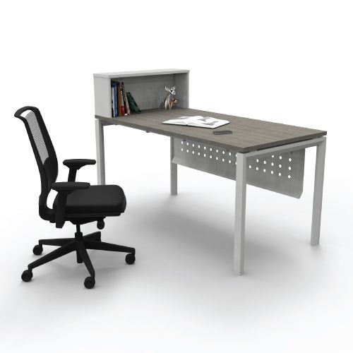 Officeintrend โต๊ะทำงานขาเหล็กสีขาว รุ่น New Viro 1ที่นั่ง+แผ่นบังโบ๊+Boxset 1Seat-NV1260M-WH-BX