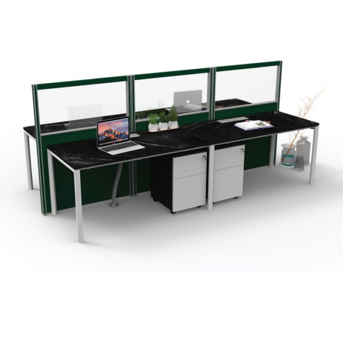 Officeintrend โต๊ะทำงานขาเหล็กสีขาว 4ที่นั่ง New Viro 4 Seat รุ่น 4-Seat-4NV1875-WH-MD