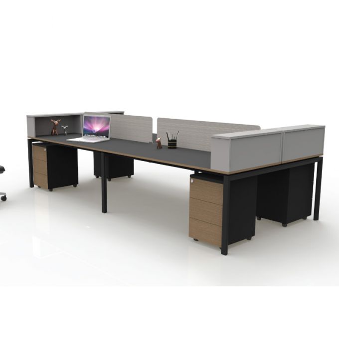 Officeintrend โต๊ะทำงานขาเหล็กสีดำ 4ที่นั่ง New Viro รุ่น 4-Seat-4NV575-BL-gp