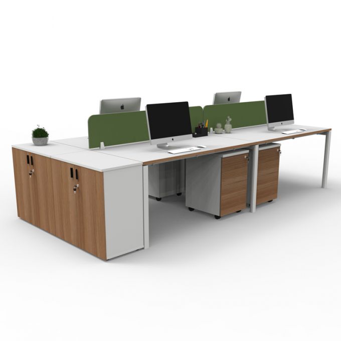 Officeintrend โต๊ะทำงานขาเหล็กสีขาว 4ที่นั่ง New Viro รุ่น  4-Seat-4NV1575-WH-WH