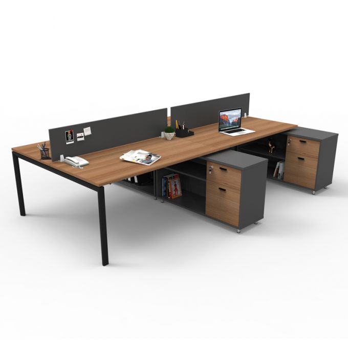 Officeintrend โต๊ะทำงานขาเหล็กสีดำ 4ที่นั่ง New Viro รุ่น 4-Seat-4NV1575-CD120-BL