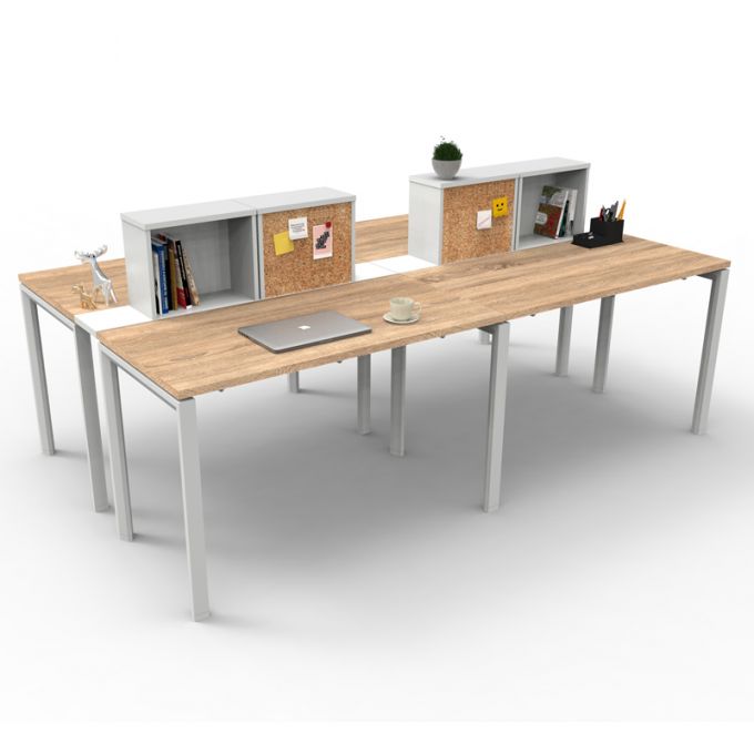 Officeintrend โต๊ะทำงานขาเหล็กสีขาว 4ที่นั่ง New Viro  รุ่น 4-Seat-4NV1560-WH