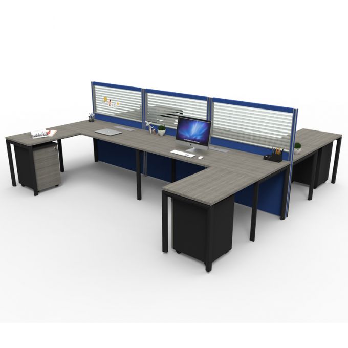 Officeintrend โต๊ะทำงานขาเหล็กสีดำ 4ที่นั่ง New Viro 4 Seat รุ่น4-Seat-4NV1875-1660-BL-combi