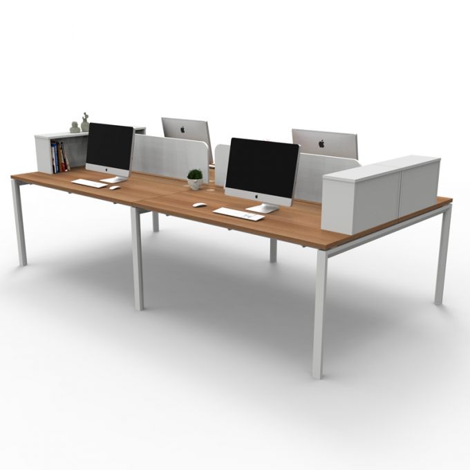 Officeintrend โต๊ะทำงานขาเหล็กสีขาว 4ที่นั่ง New Viro รุ่น 4-Seat-4NV1575-WH