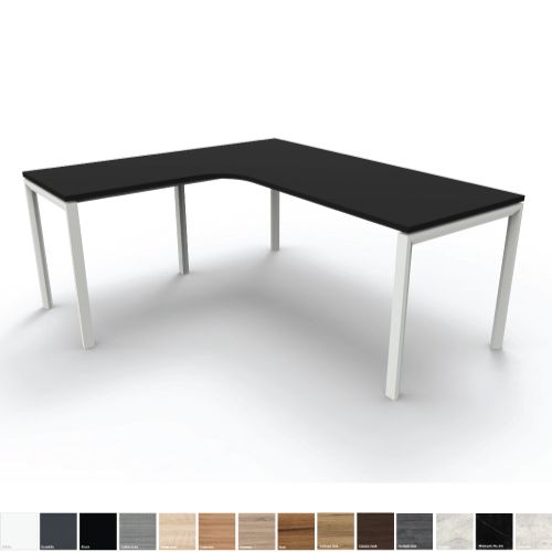 Officeintrend โต๊ะทำงาน L-Shape ขา New Viro สีขาว ไม้แผ่นเดียว