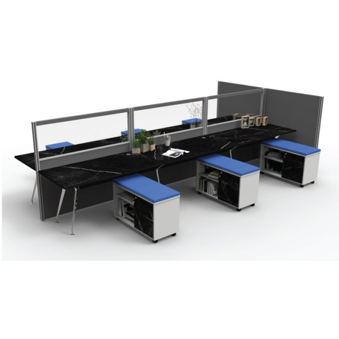 Officeintrend โต๊ะทำงานขาเหล็กสีCHORME 6 ที่นั่ง Kraft รุ่น 6-Seat-6KR1575FS- CH