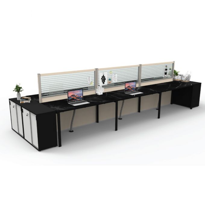 Officeintrend โต๊ะทำงานขาเหล็กสีดำ6 ที่นั่ง New Viro รุ่น 6-Seat-6NV1575FS-BL-MD