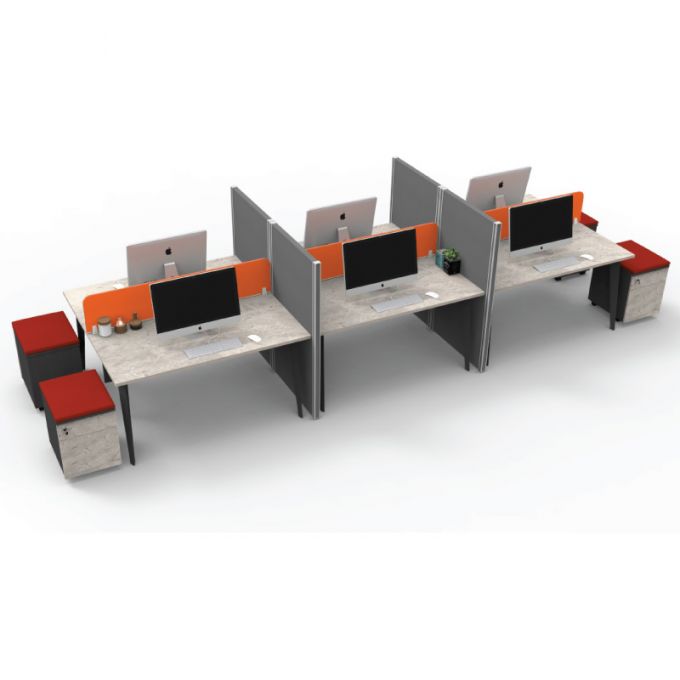 Officeintrend โต๊ะทำงานขาเหล็กสีดำ 6 ที่นั่ง Nova รุ่น 6-Seat-6NO1260-BL
