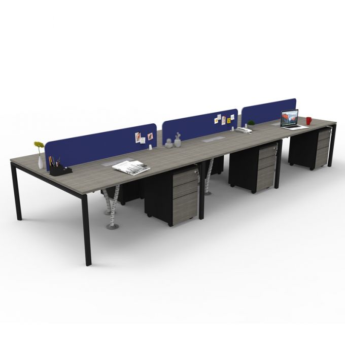 Officeintrend โต๊ะทำงานขาเหล็กสีดำ รุ่น New Viro 6 ที่นั่ง