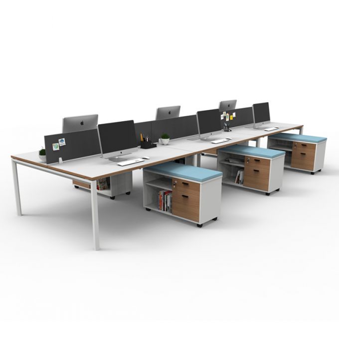 Officeintrend โต๊ะทำงานขาเหล็กสีขาว รุ่น New Viro  6 ที่นั่ง 
