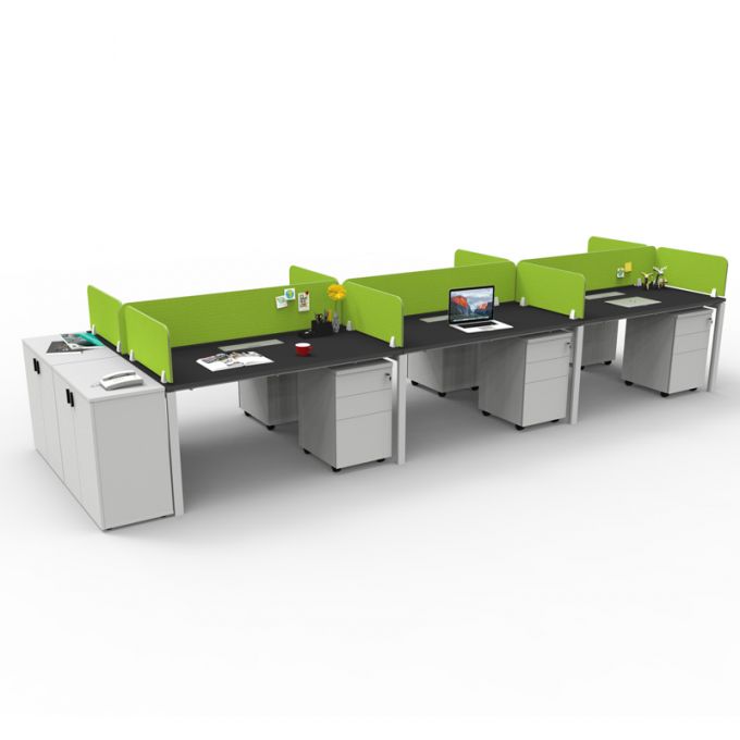 Officeintrend โต๊ะทำงานขาเหล็กสีขาว รุ่น New Viro 6 ที่นั่ง 