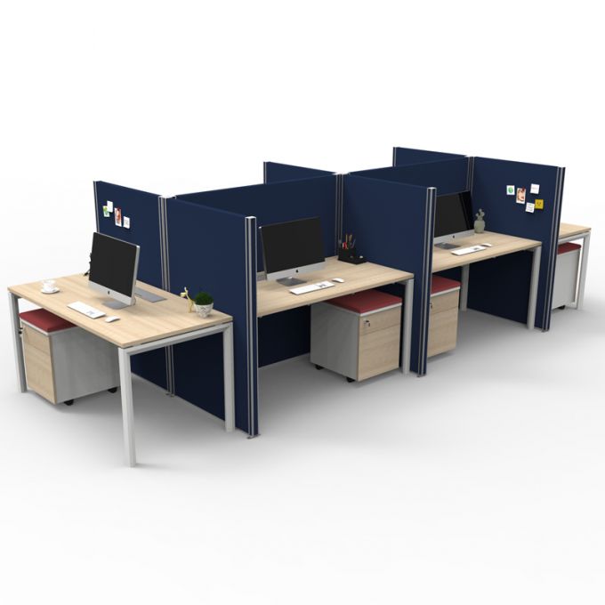 Officeintrend โต๊ะทำงานขาเหล็กสีขาว รุ่น New Viro 6 ที่นั่ง 