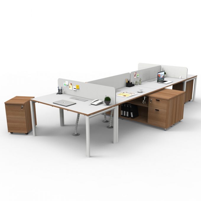 Officeintrend โต๊ะทำงานขาเหล็กสีขาว รุ่น New Viro  6 ที่นั่ง