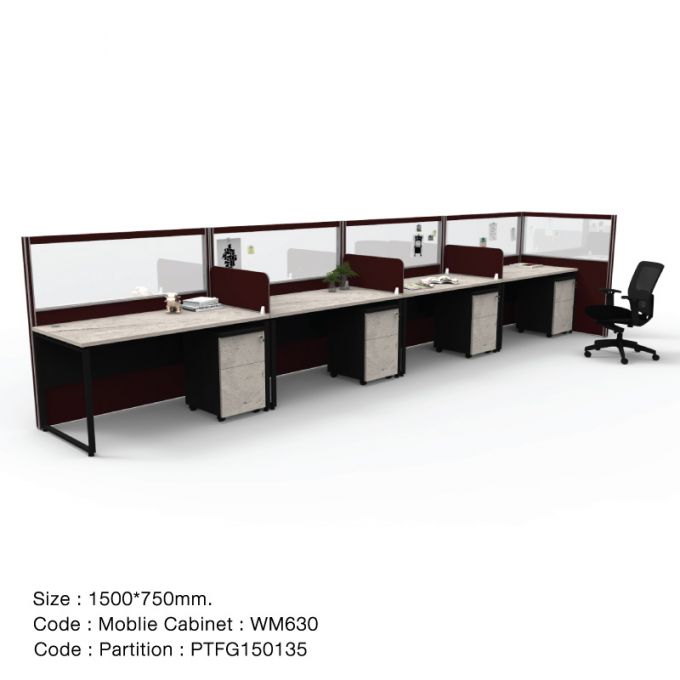 Officeintrend โต๊ะทำงานขาเหล็กสีดำ 4ที่นั่ง Trix รุ่น 4-Seat-TR1575-BL