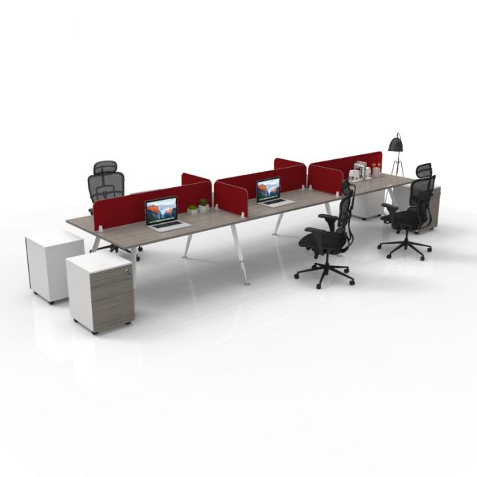 โต๊ะทำงานOfficeintrend 6ที่นั่ง พร้อมมินิสกรีนผ้ากั้นหน้าและข้าง รุ่น6WSAL360120 ขา-A series metal leg 