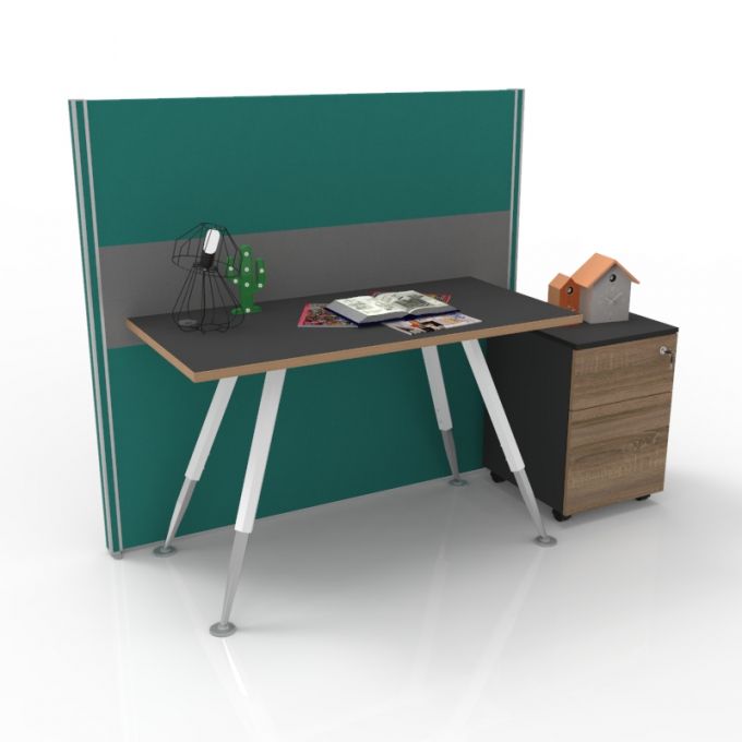 โต๊ะทำงานOfficeintrend 1ที่นั่ง พร้อมพาทิชั่นผ้ากั้นหน้า รุ่นAL-15075 ขา-A series metal leg 