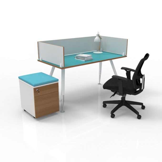 โต๊ะทำงานOfficeintrend 1ที่นั่ง พร้อมมินิสกรีนไม้+ตู้mobile รุ่นAL-15075 ขา-A series metal leg 