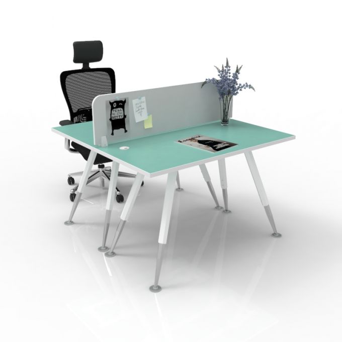 โต๊ะทำงานOfficeintrend 2ที่นั่ง พร้อมมินิสกรีนผ้า รุ่น2-4AL-15075 ขา-A series metal leg 