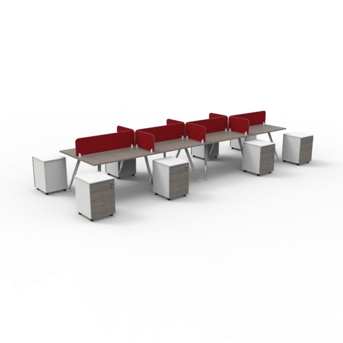 โต๊ะทำงานOfficeintrend 8ที่นั่ง พร้อมมินิสกรีนผ้ากั้นหน้าและข้าง รุ่น8WSAL480120 ขา-A series metal leg 