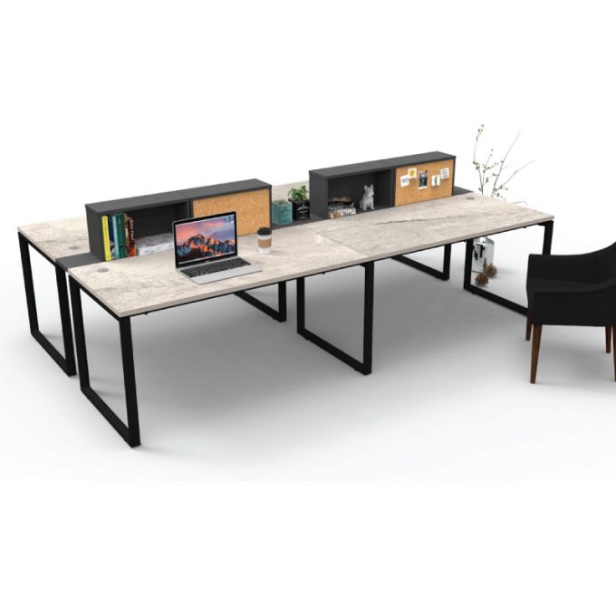 Officeintrend โต๊ะทำงานขาเหล็กสีดำ 4ที่นั่ง New Viro 4 Seat รุ่น 4-Seat-4SQ1560-BL