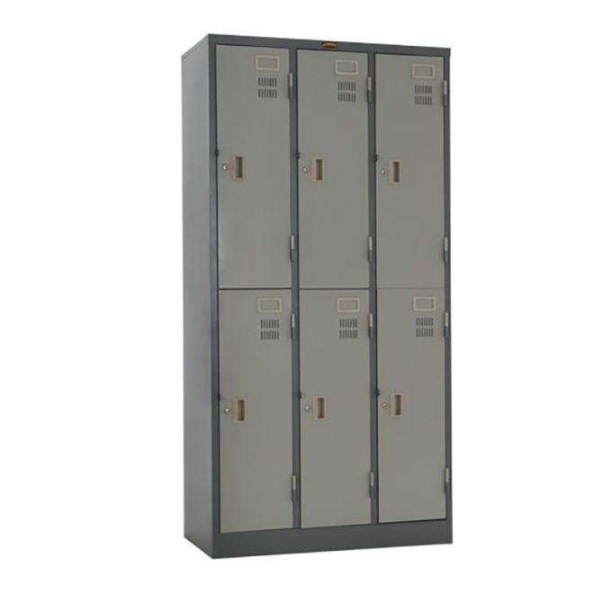 ตู้ล็อกเกอร์ PD-LK006 ชนิด 6 ประตู กุญแจอิสระ รุ่น มอก 914 x 458 x 1830 