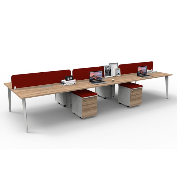 Officeintrend โต๊ะทำงานขาเหล็กสีขาว 6 ที่นั่ง Nova รุ่น 6-Seat-6NO1260F-WH-Sh