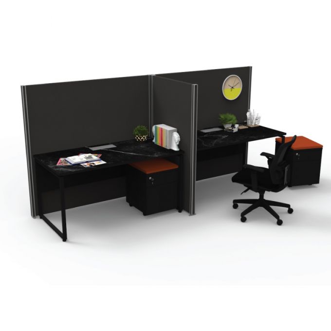 Officeintrend โต๊ะทำงานขาเหล็กสีดำ 2ที่นั่ง Trix 2 Seat รุ่น 2-Seat-TR1575F-BL