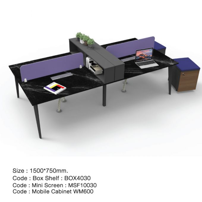 Officeintrend โต๊ะทำงานขาเหล็กสีดำ 4ที่นั่ง Nova รุ่น 4-Seat-4NO1260FS-BL 