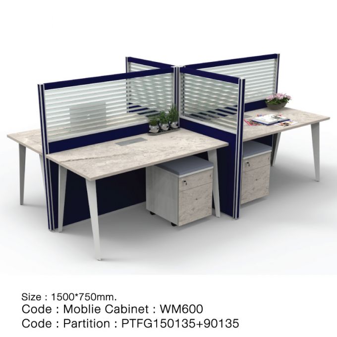 Officeintrend โต๊ะทำงานขาเหล็กสีดำ 4ที่นั่ง Nova รุ่น 4-Seat-NO1575F-WH