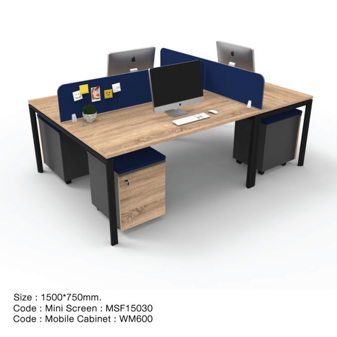 Officeintrend โต๊ะทำงานขาเหล็กสีดำ 3ที่นั่ง New Viro รุ่น 3-Seat-3NV1575-BL
