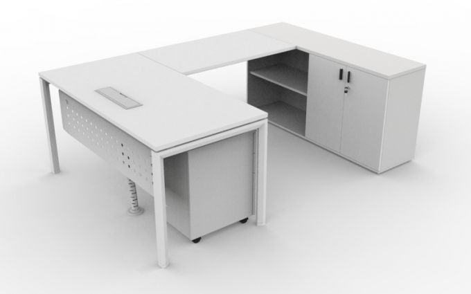 โต๊ะทำงานOfficeintrend 1ที่นั่ง พร้อมตู้ข้างและตู้หลัง รุ่นLNV-15075-18060M-1O1S1DD1S-1504075 ขา-new viro series metal leg 