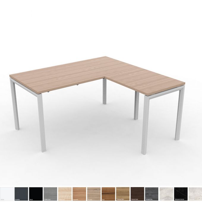 Officeintrend โต๊ะทำงาน L-Shape ขา New Viro สีขาว  ไม้2แผ่น