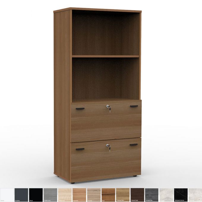 Officeintrend ตู้เก็บเอกสาร ตู้สูงบานโล่งกับตู้ลิ้นชัก 2 ชั้น รุ่น High Open Shelf with Drawer Cabinet-CAPU