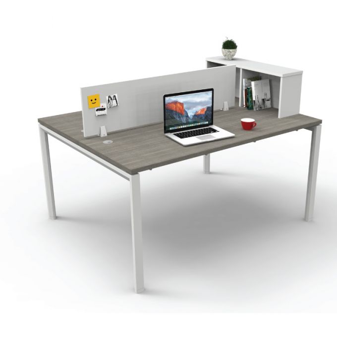 Officeintrend โต๊ะทำงานขาเหล็กสีขาว 2ที่นั่งหันหน้าเข้าหากัน New Viro รุ่น 2-Seat-2NV1575-WH