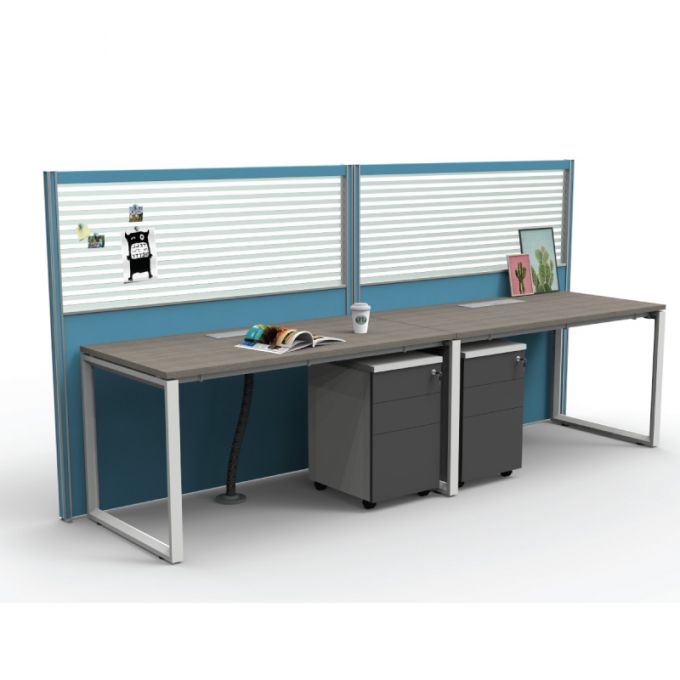Officeintrend โต๊ะทำงานขาเหล็กสีขาว 2ที่นั่ง New Viro Square รุ่น 2-Seat-2SQ1575FS-WH