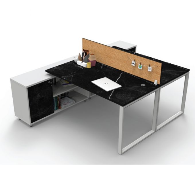 Officeintrend โต๊ะทำงานขาเหล็กสีดำ 2ที่นั่ง Trix รุ่น 2-Seat-TR1575-CD120-BL