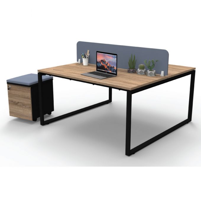 Officeintrend โต๊ะทำงานขาเหล็กสีดำ 2ที่นั่ง New Viro Square รุ่น 2-Seat-2SQ1575-BL