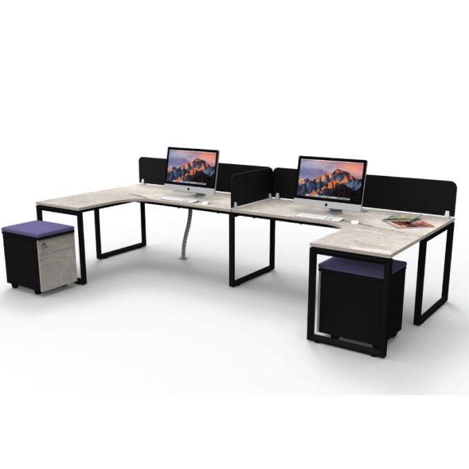 Officeintrend โต๊ะทำงานขาเหล็กสีดำ 2ที่นั่ง New Viro Square รุ่น 2-Seat-2SQ1575FS*1560-BL