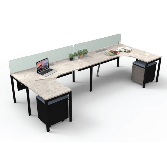 Officeintrend โต๊ะทำงานขาเหล็กสีดำ 2ที่นั่ง New Viro รุ่น2-Seat-2NV1575FSM*1560-BL