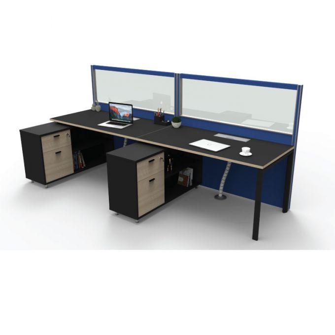 Officeintrend โต๊ะทำงานขาเหล็กสีดำ 2ที่นั่ง New Viro 2 Seat รุ่น2-Seat-2NV1575FS-CD120-BL