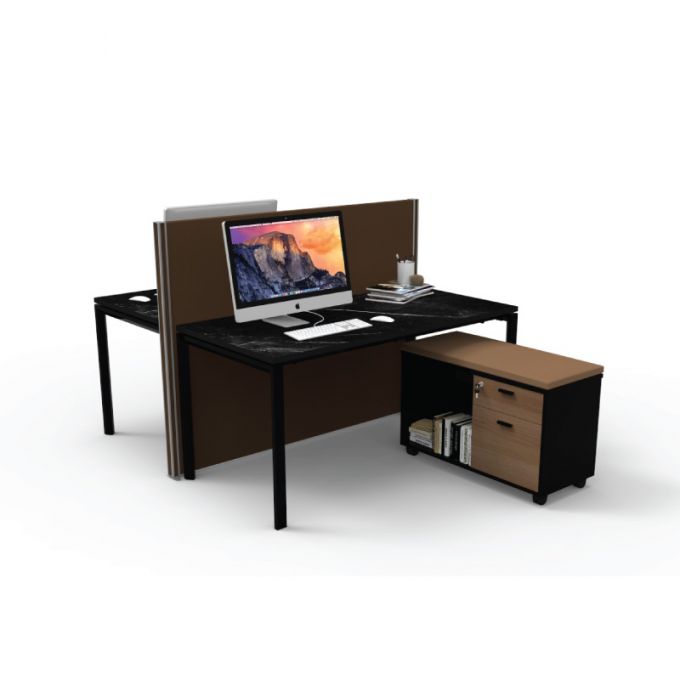 Officeintrend โต๊ะทำงานขาเหล็กสีดำ 2ที่นั่ง New Viro รุ่น2-Seat-NV1575-BL