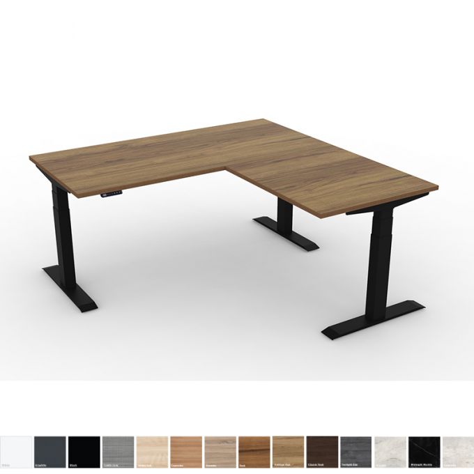 Ergotrend โต๊ะเพื่อสุขภาพเออร์โกเทรน Sit 2 Stand GEN3 ขาดำ L- shape 180x75-180x75