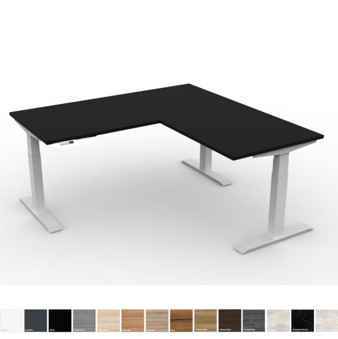 Ergotrend โต๊ะเพื่อสุขภาพเออร์โกเทรน Sit 2 Stand GEN4 ขาขาว L- shape 180x75-180x75