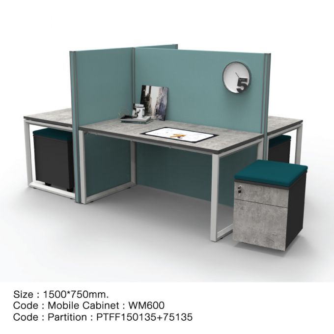 Officeintrend โต๊ะทำงานขาเหล็กสีขาว 3ที่นั่ง New Viro Square รุ่น 3-Seat-SQ1575-WH