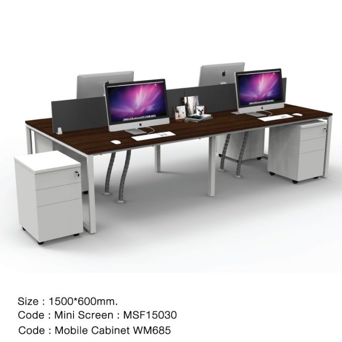 Officeintrend โต๊ะทำงานขาเหล็กสีขาว 4ที่นั่ง New Viro Square รุ่น 4-Seat-4SQ1560FS-WH