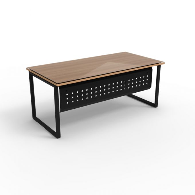 โต๊ะทำงานOfficeintrend 1ที่นั่ง ท็อปกระจก รุ่นNV-GLASS-18090M ขา-new viro series metal leg 