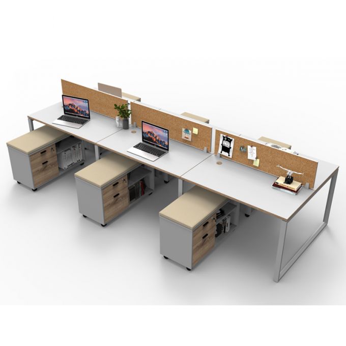 Officeintrend โต๊ะทำงานขาเหล็กสีขาว 6 ที่นั่ง New Viro square รุ่น 6-Seat-6SQ1560-WH